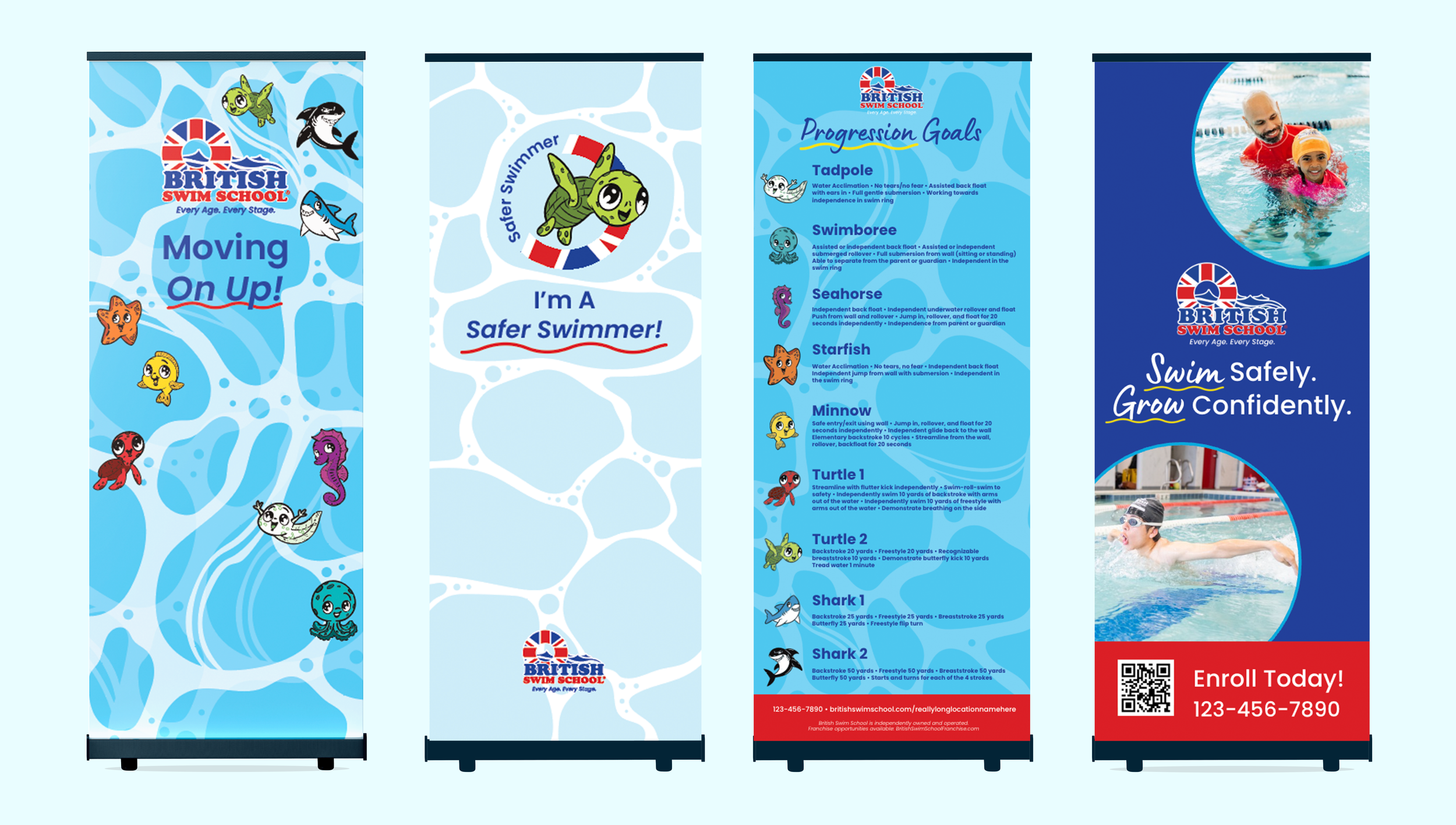 Selection of popular banners, used on the pool deck and at marketing events.
