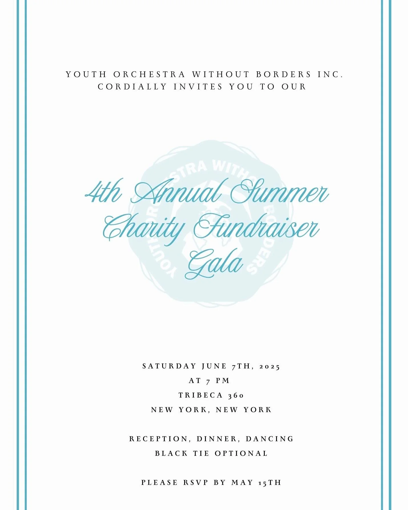 Great news, Youth Orchestra Without Borders is hosting its Fourth Annual Charity Fundraiser Gala on June 7th and you&rsquo;re invited! Come to enjoy good food, great people, and an incredible cause!

Link to buy tickets in bio! 

#youthorchestra #YOW