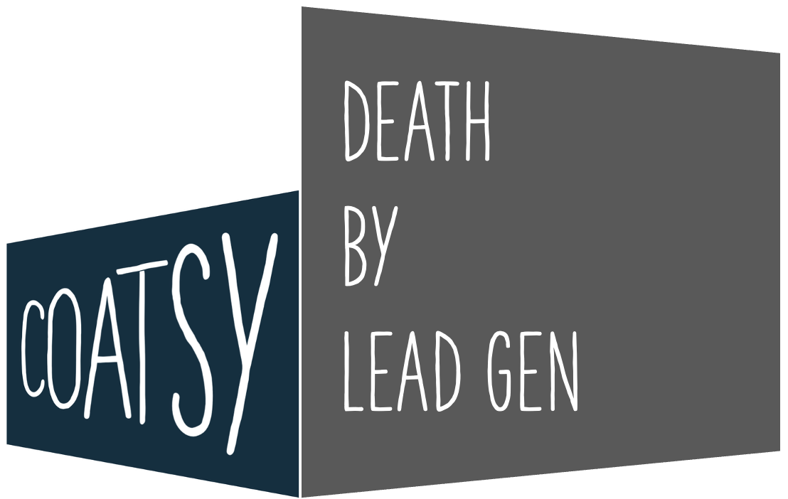 Book cover titled "Death by Lead Gen" with the author named "Coatsy".