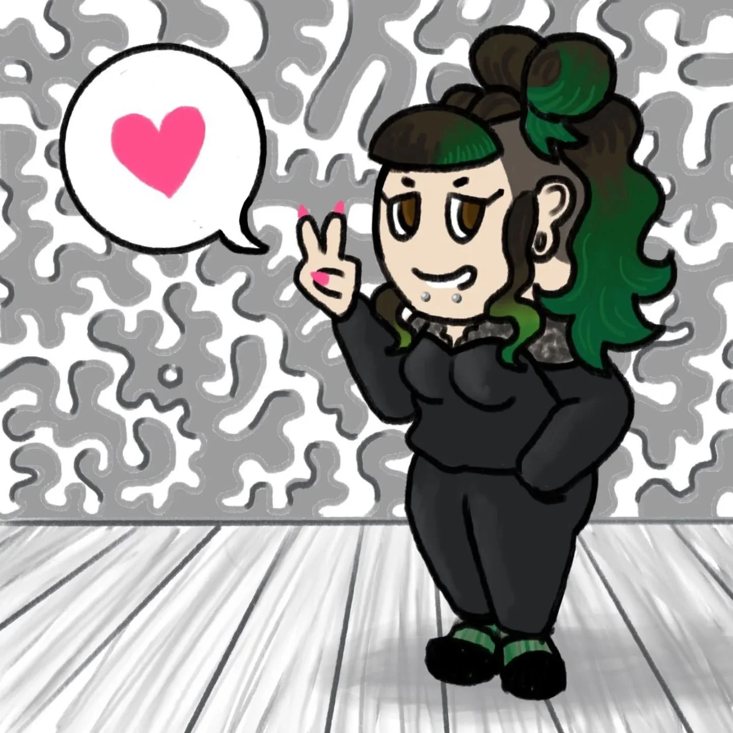 Another good art day hanging with @8_fold &lt;3 
.
.
.
#creativeprocess #selfportrait #chibi
