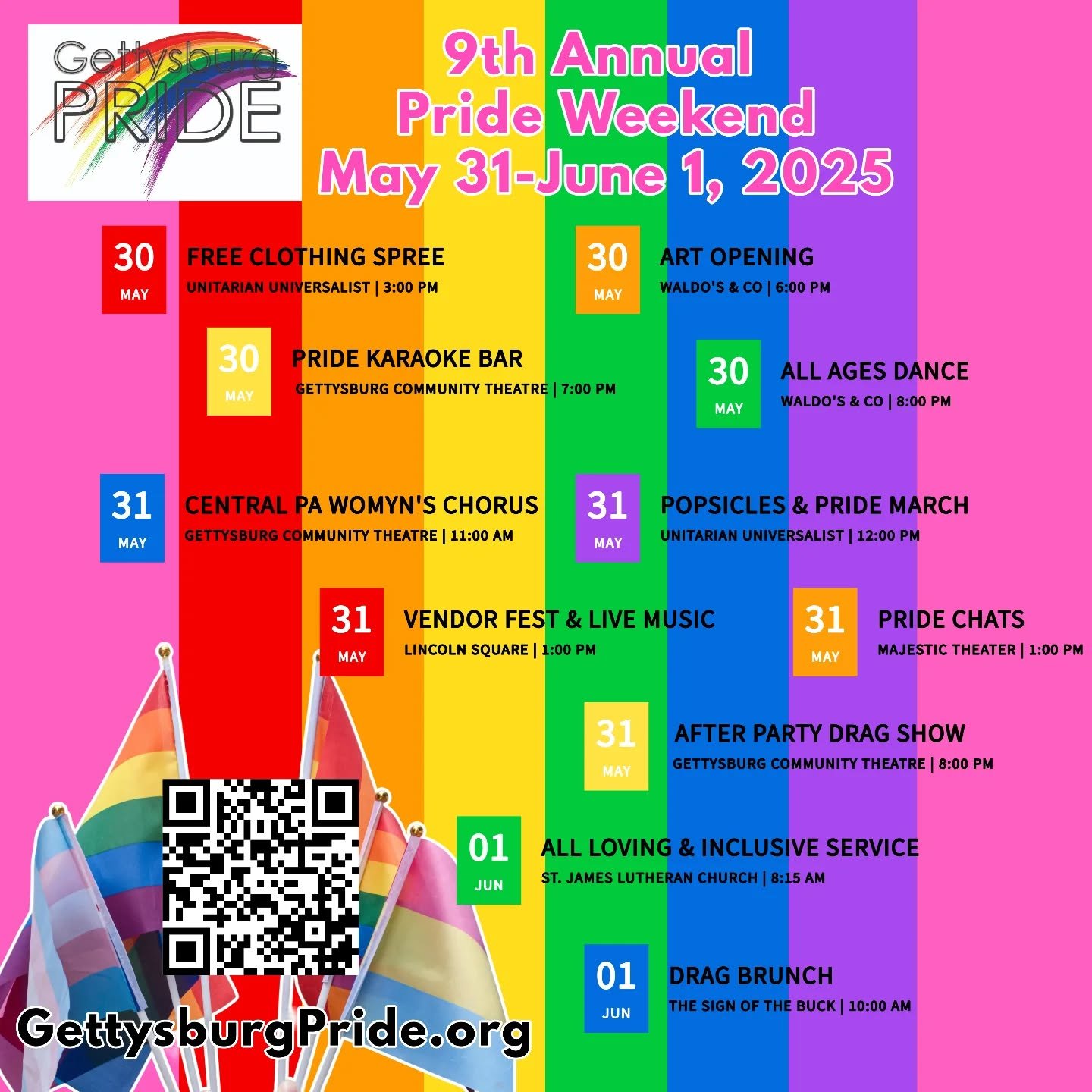Come see me in two different ways @gettysburgpride ! I'll be performing with @cpwchorus -and- I'll be vending!

Come out for a great kick off to the 2025 Pride Season!!
