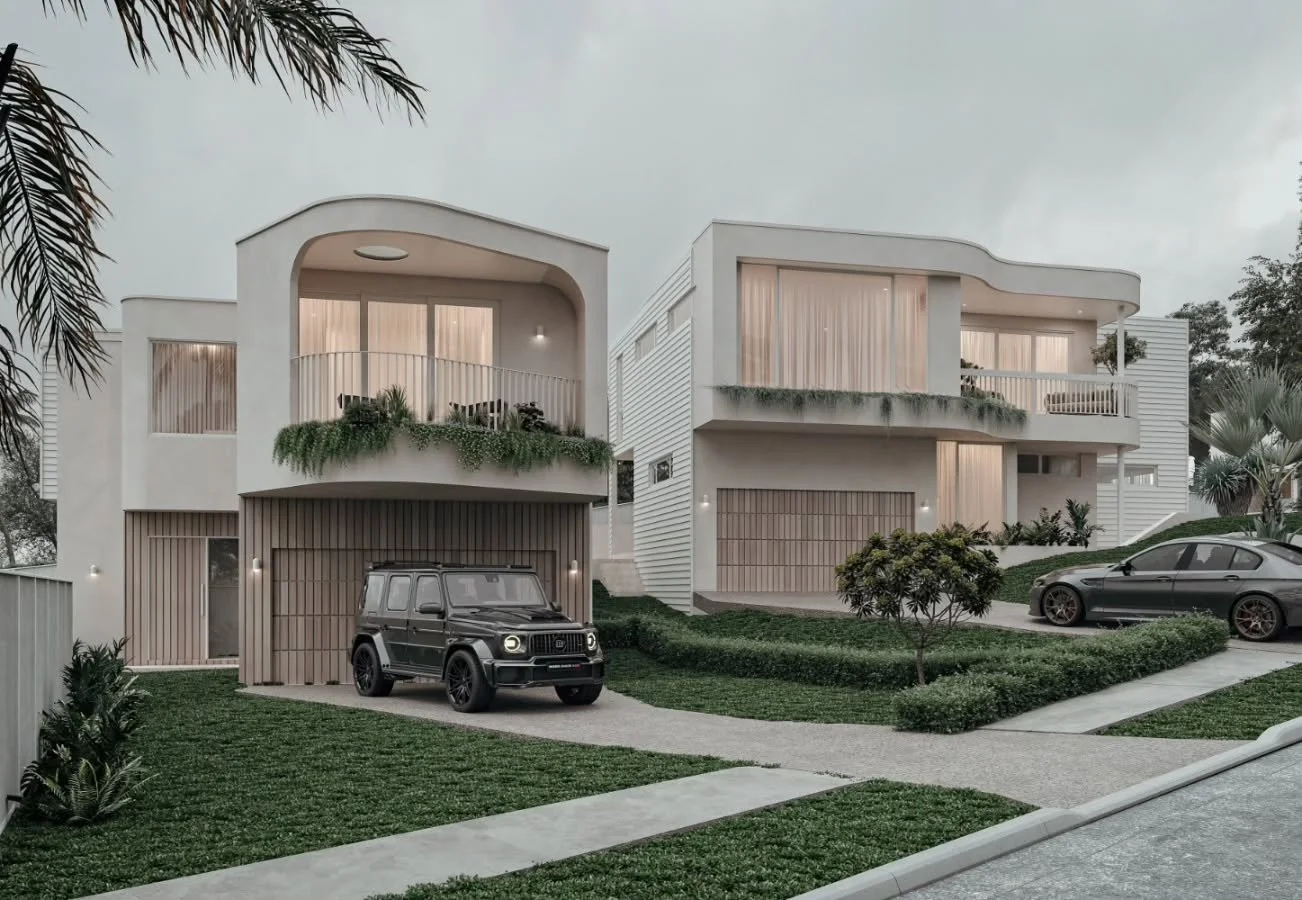 Coastal Lux Thirroul

This CDC dual occupancy balances soft curves with a calm, contemporary palette to create individual coastal homes.

Arched forms and rounded edges bring a sense of softness to the streetscape, while still retaining generous doub