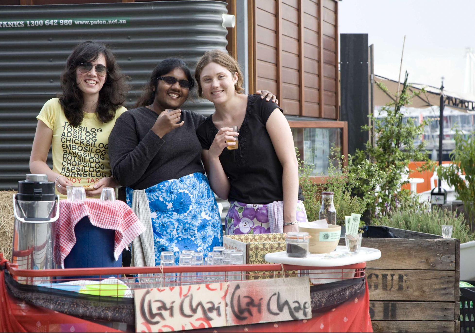The ladies from Chai Co activating the public space from the garden. Placemaking in action. Photography by Hilary Bradford.