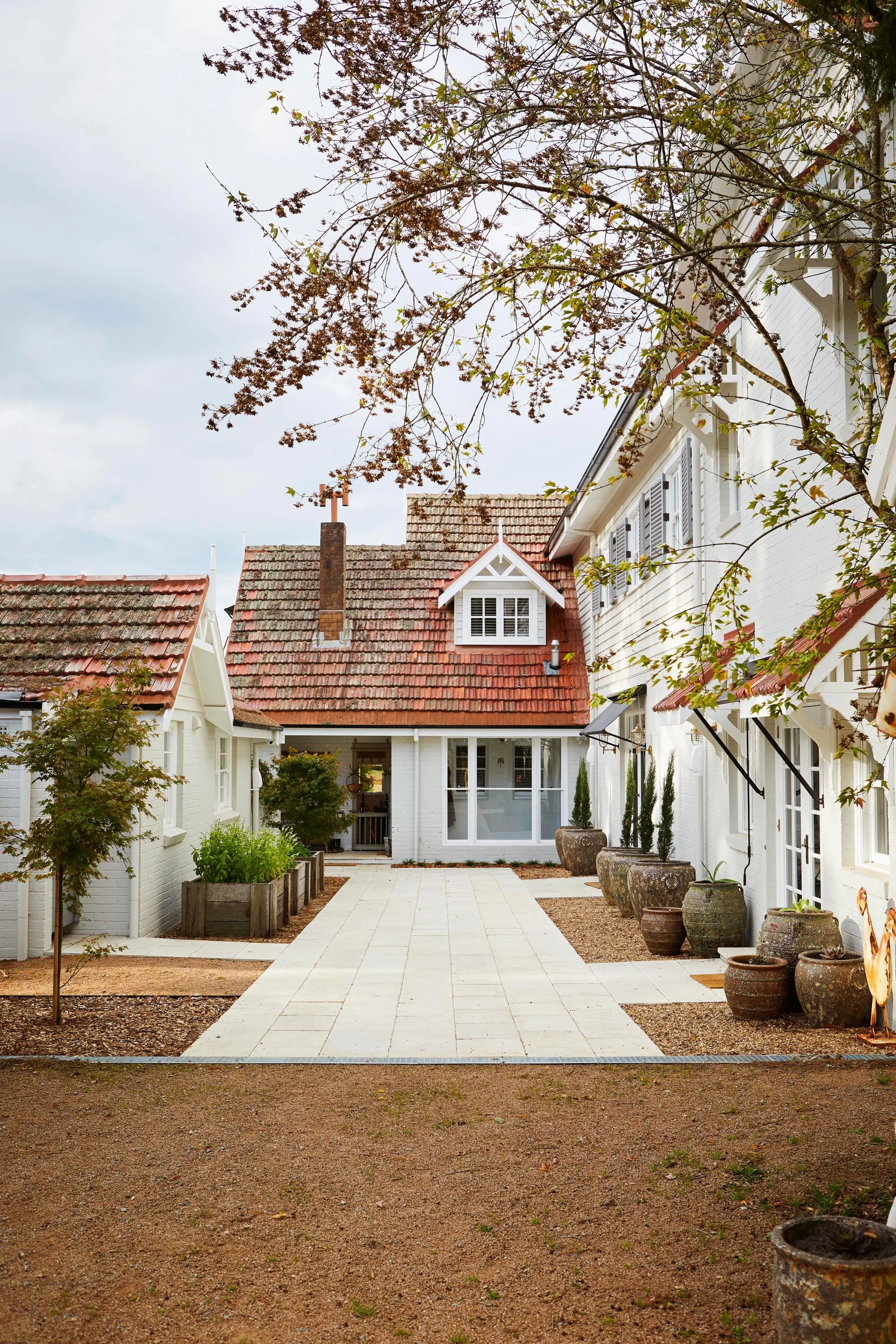 Kitchen entry landscape Sutton Forest - masterplan raised planters ZF Architects