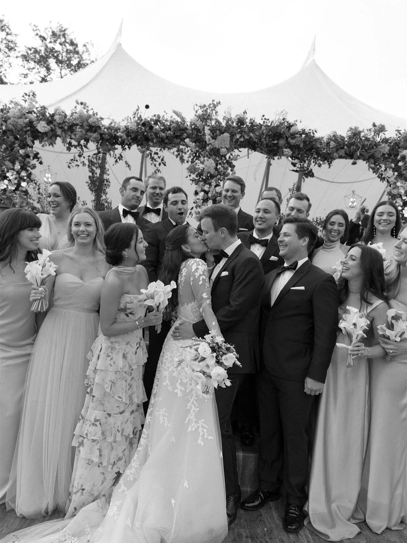 Under canvas and open sky, where mountain air meets quiet luxury this Telluride celebration was layered with intention &mdash; soft blues at the ceremony, garden-inspired tables beneath sailcloth, candlelight, laughter, and one very joyful dance floo