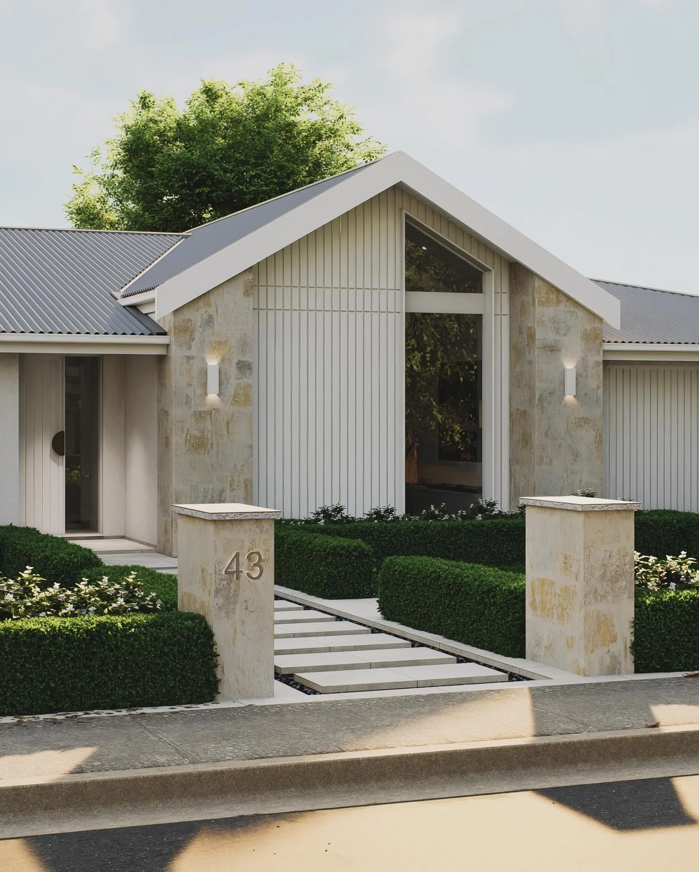 Local project in McLaren Vale. 

This renovation blends modern gable architecture with calming tones and natural stone for a timeless finish.

#stoneendstuido #3drender #architecturalhomes #archecturalvisualisation #architectureadelaide #residentiald