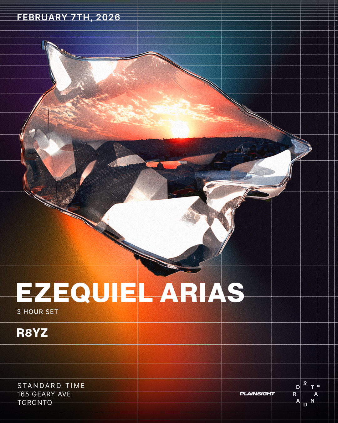 Flyer design for electronic music event inside Standard Time, Toronto