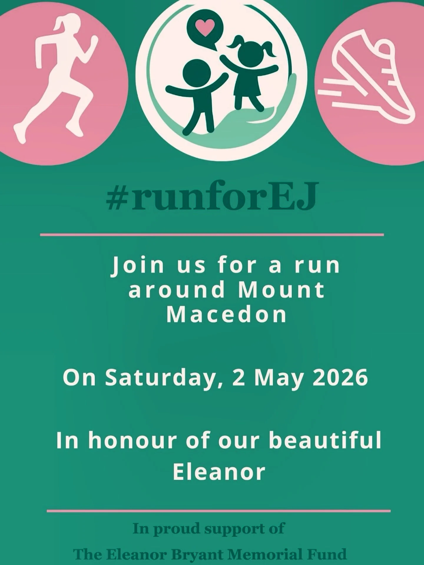 From an early age, Eleanor loved running. From sprinting as a young girl to long distances later on, running was a huge part of her life. She loved her weekly Friday morning runs with her friends in Riddells Creek as well as training for the next hal