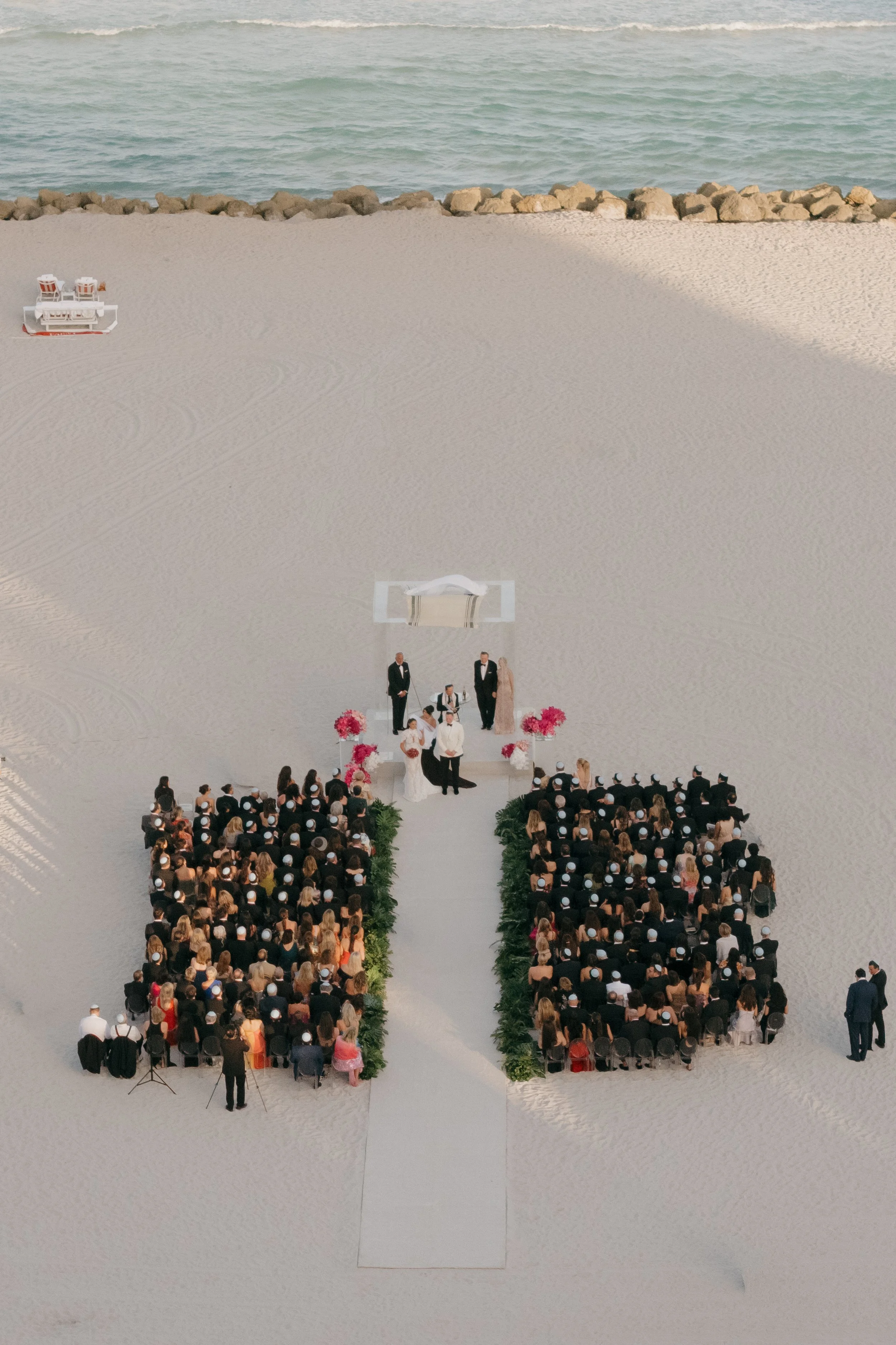 Wedding ceremony audio production on sand at Faena Miami Beach
