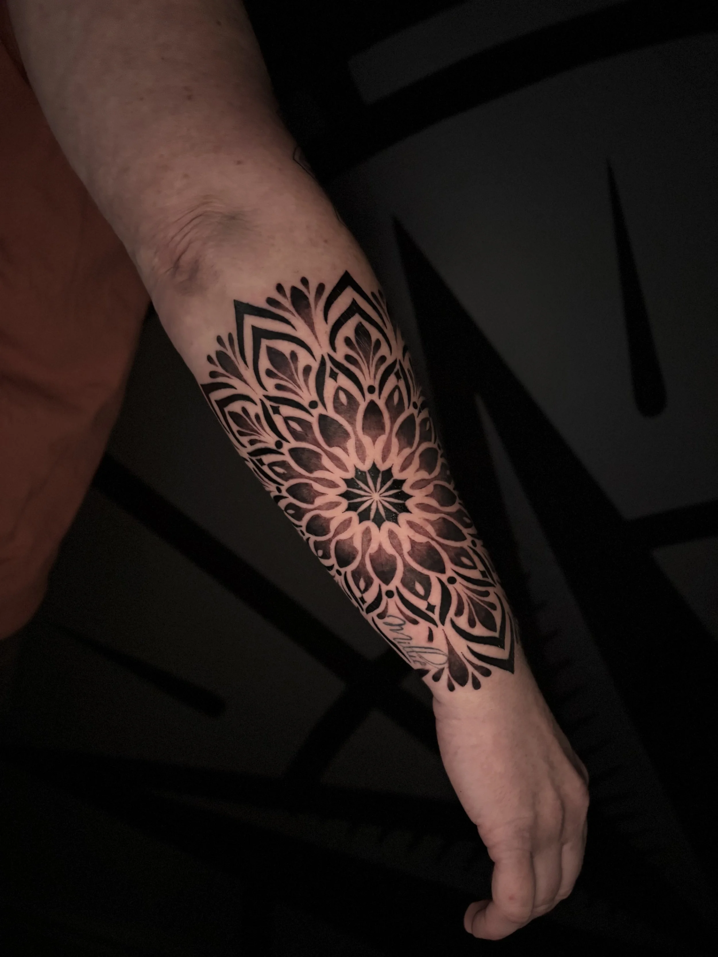 Svenja Soleya Tattoo Auckland geometric mandala arm.jpeg