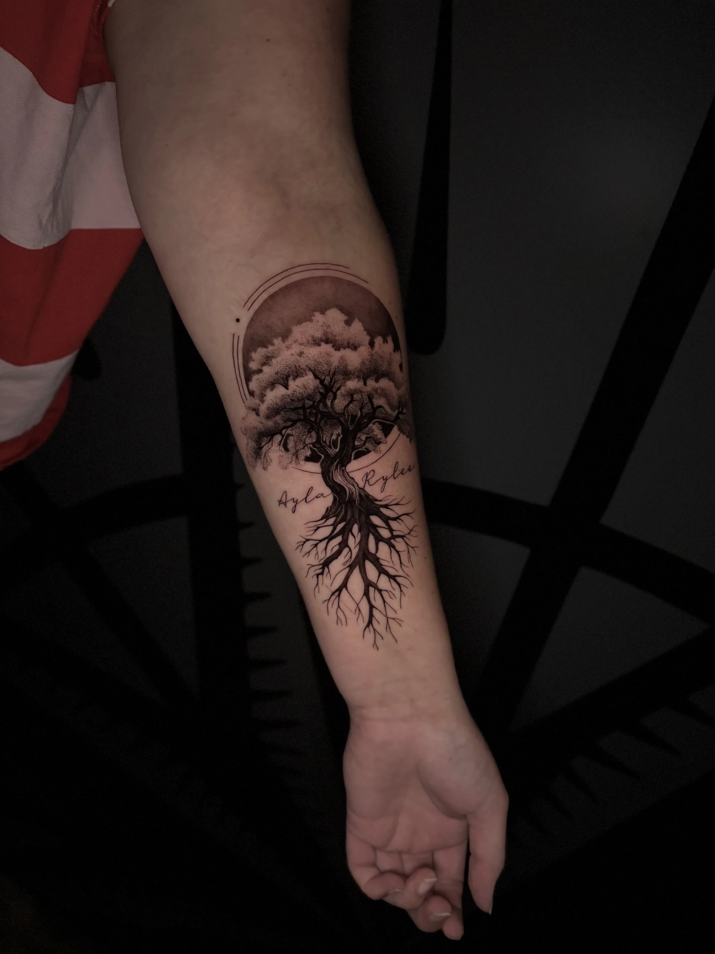 Svenja Soleya Tattoo Auckland black and grey family tree.jpeg