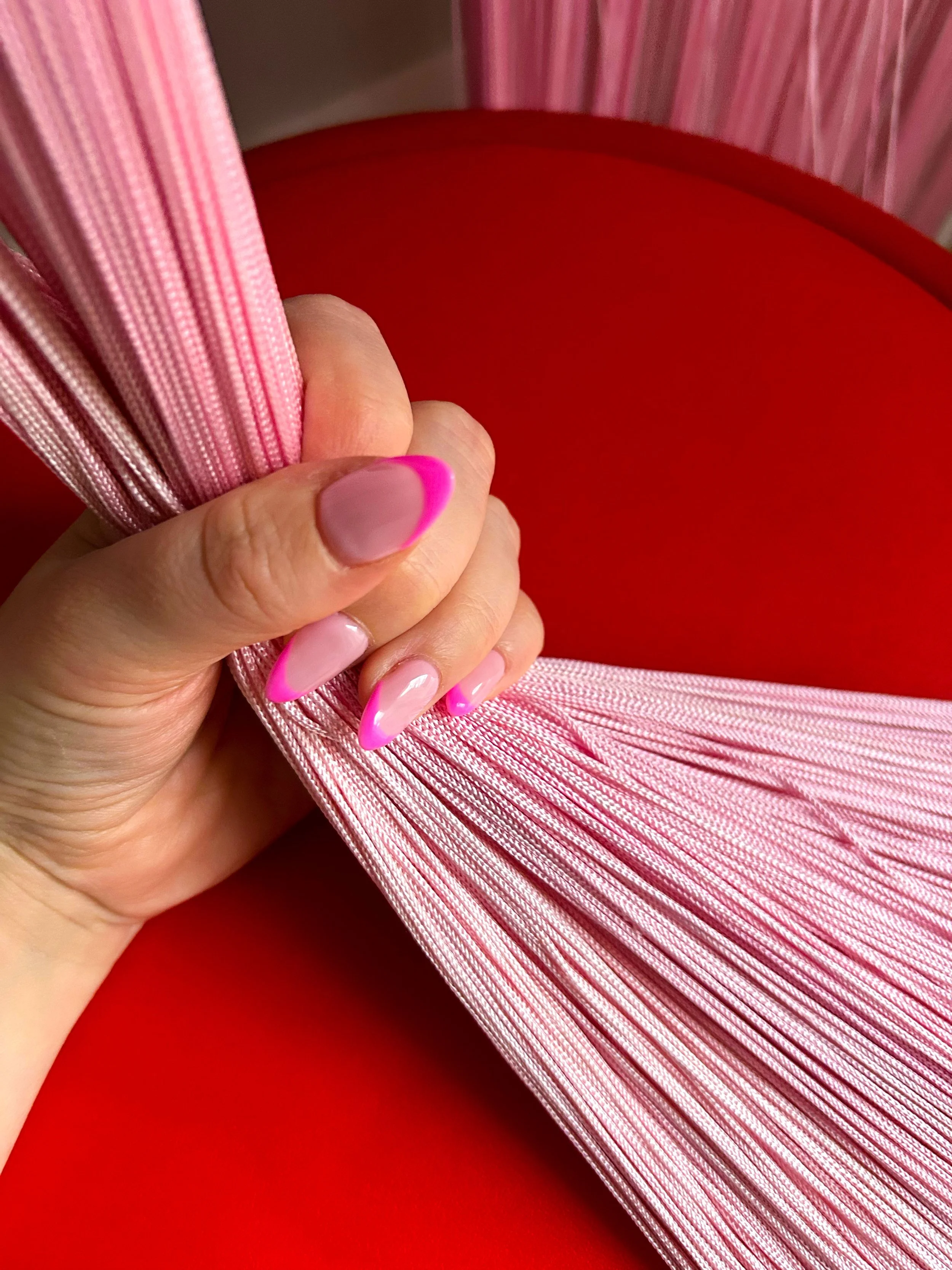 CURTAIN CALL pink fringe curtain panel