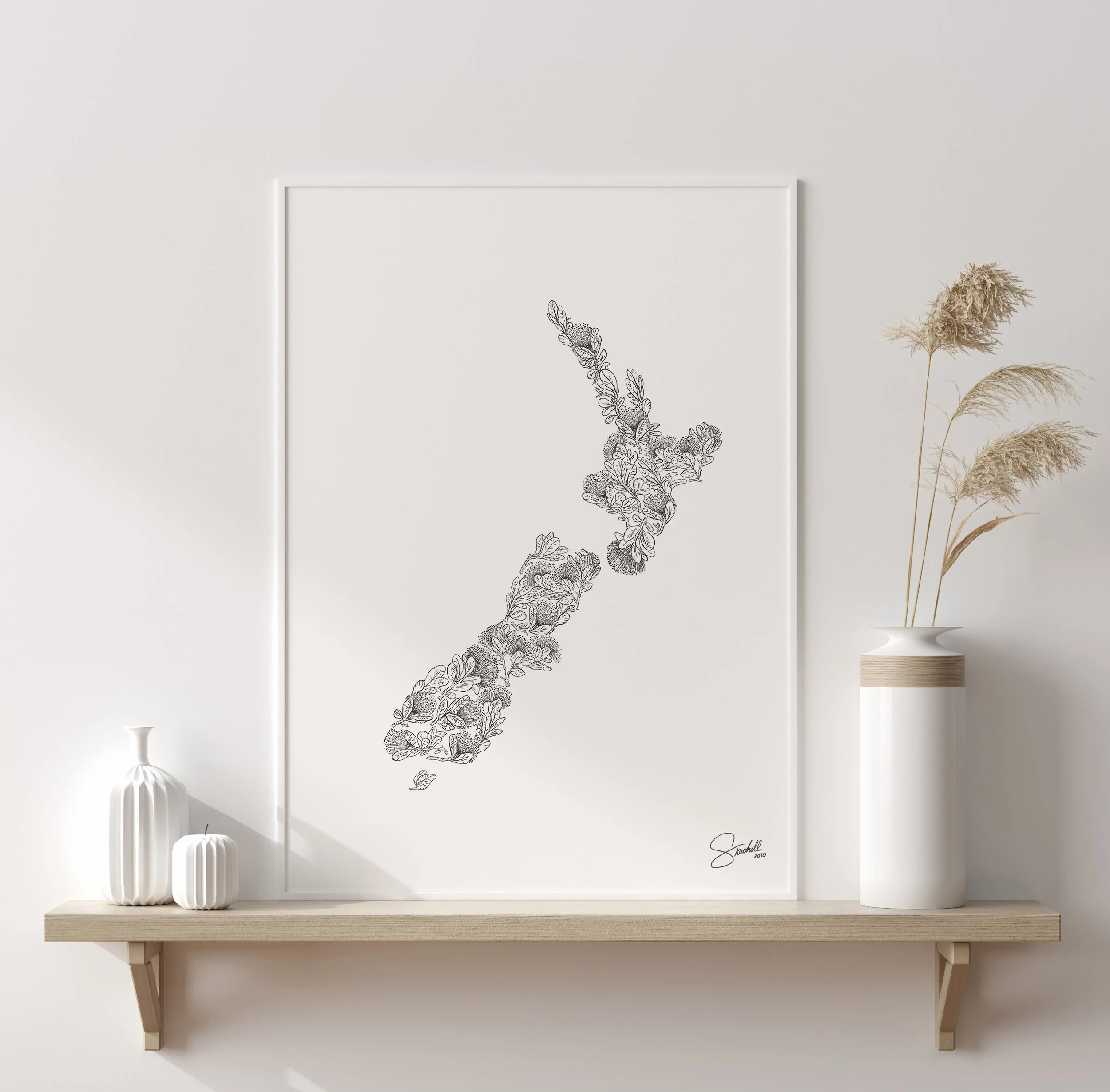 Pōhutukawa Aotearoa Map Print