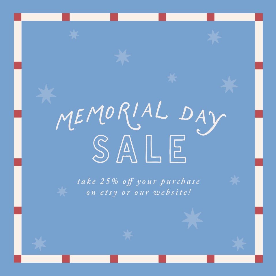 (un)officially summer 🇺🇸 Get 25% off on our website and Etsy shop now through Tuesday! 

Use code #MDW26 at Mainandwest.com for greeting cards and custom invitations!