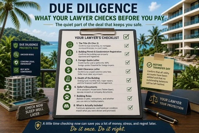 DUE DILIGENCE- WHAT YOUR LAWYER CHECKS BEFORE YOU PAY