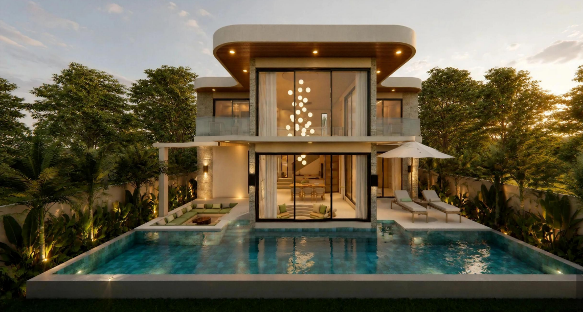 NEW DEVELOPMENT - Stunning double storey villa with customisable materials- Villa Lithos- 3 bed, 3 bath- Lamai- 10,500,000 thb