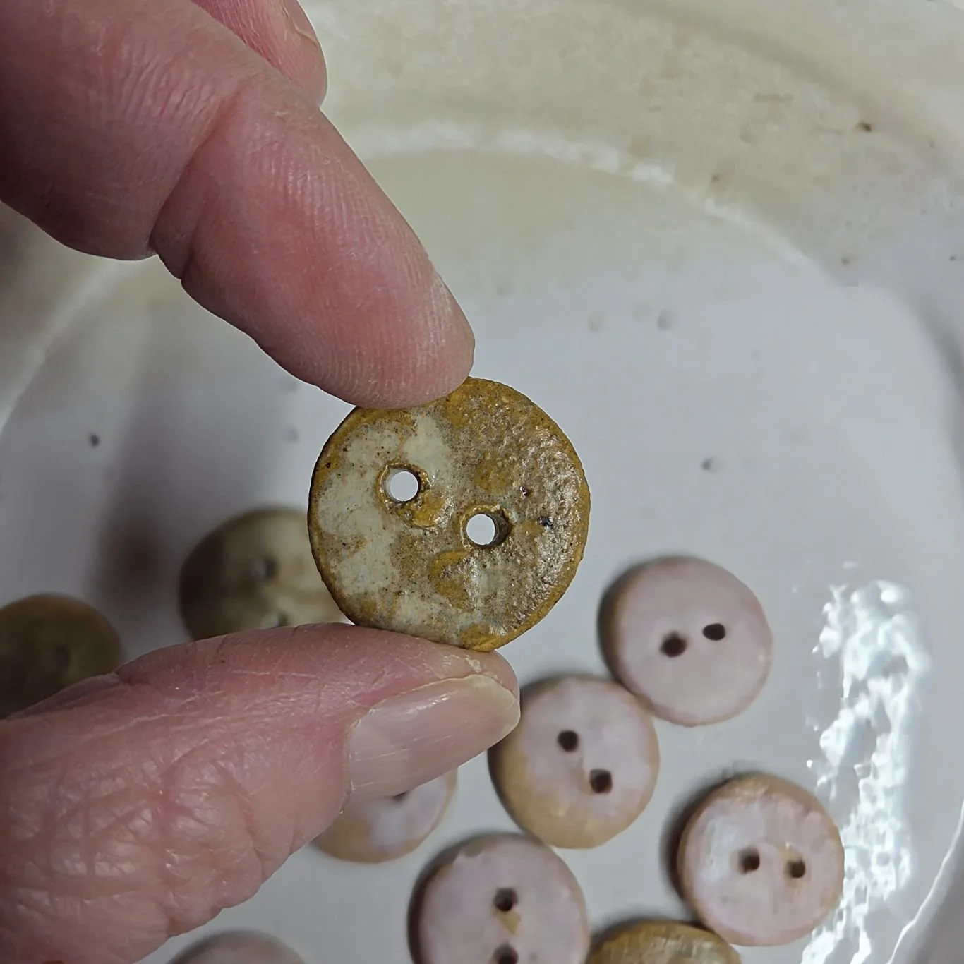 Rustic Charm Handmade Ceramic Buttons Set of 6