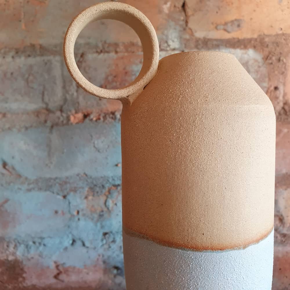 handmade pottery bottle vase in lilac