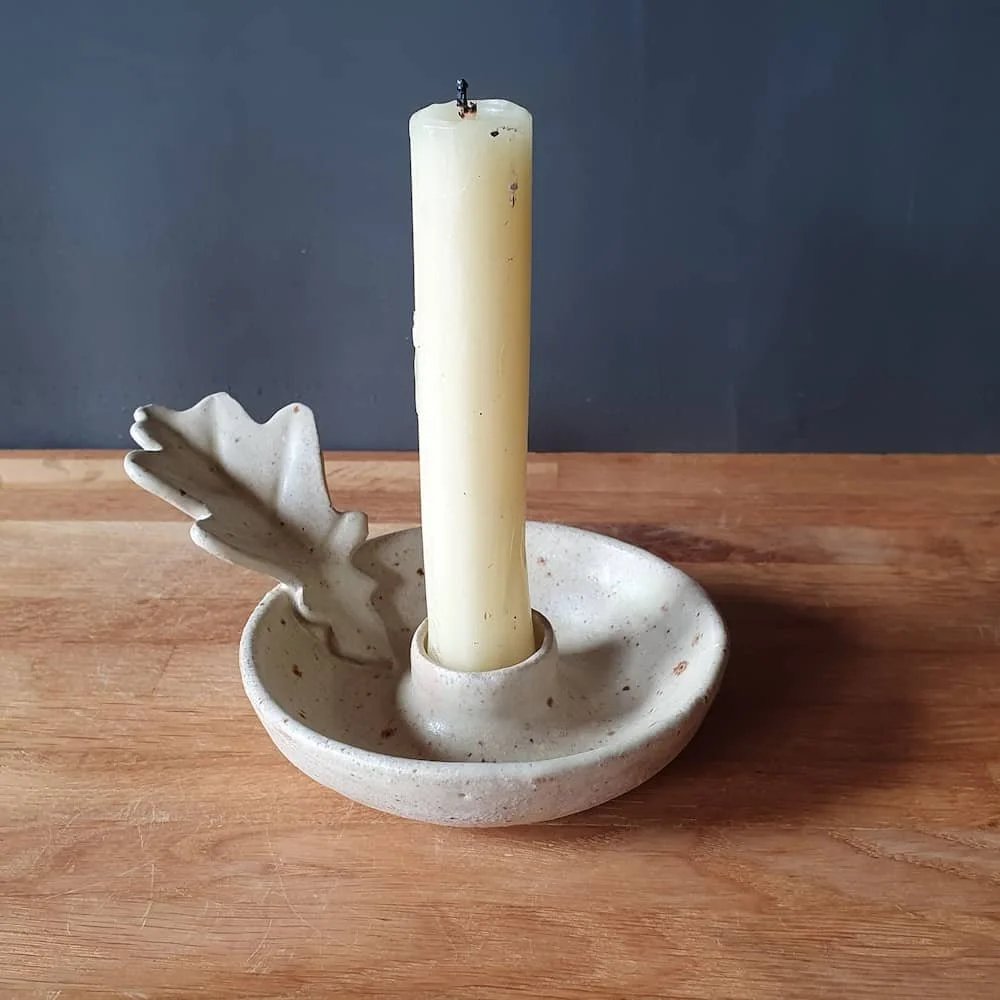 Beige candle holder