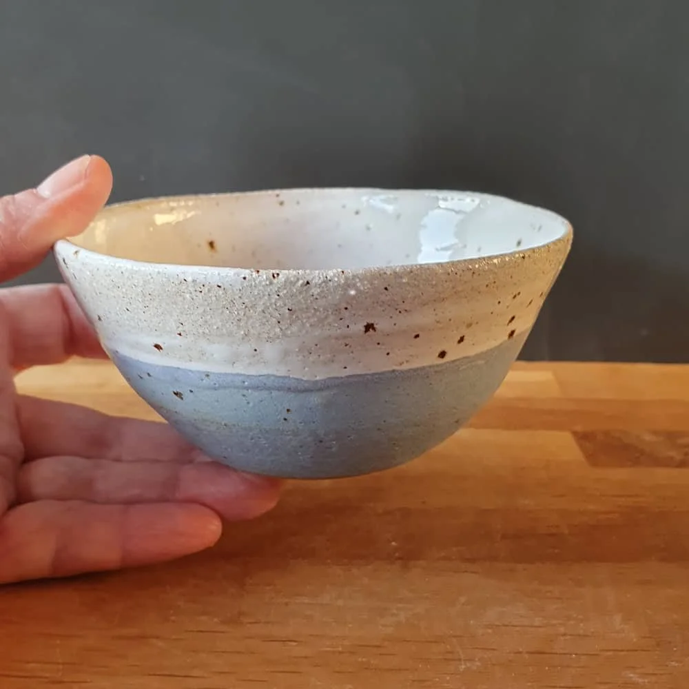 small white & blue bowl