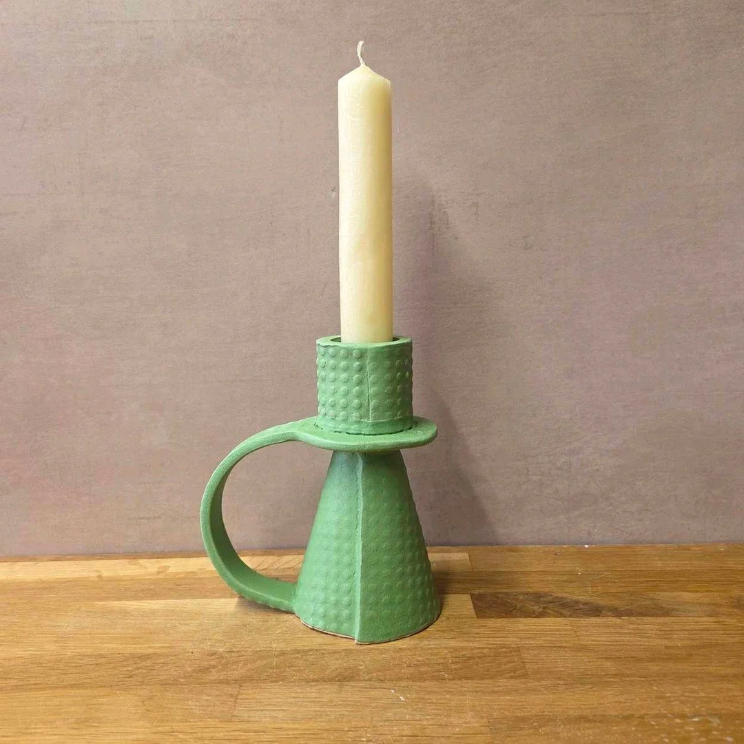 Slab-built candlestick holders that bring a vibrant pop of color to your decor! 🌿 I had so much fun experimenting with texture and form on these. The surfaces gives such a lovely tactile feel, don&rsquo;t you think? 

What other colors would you lov