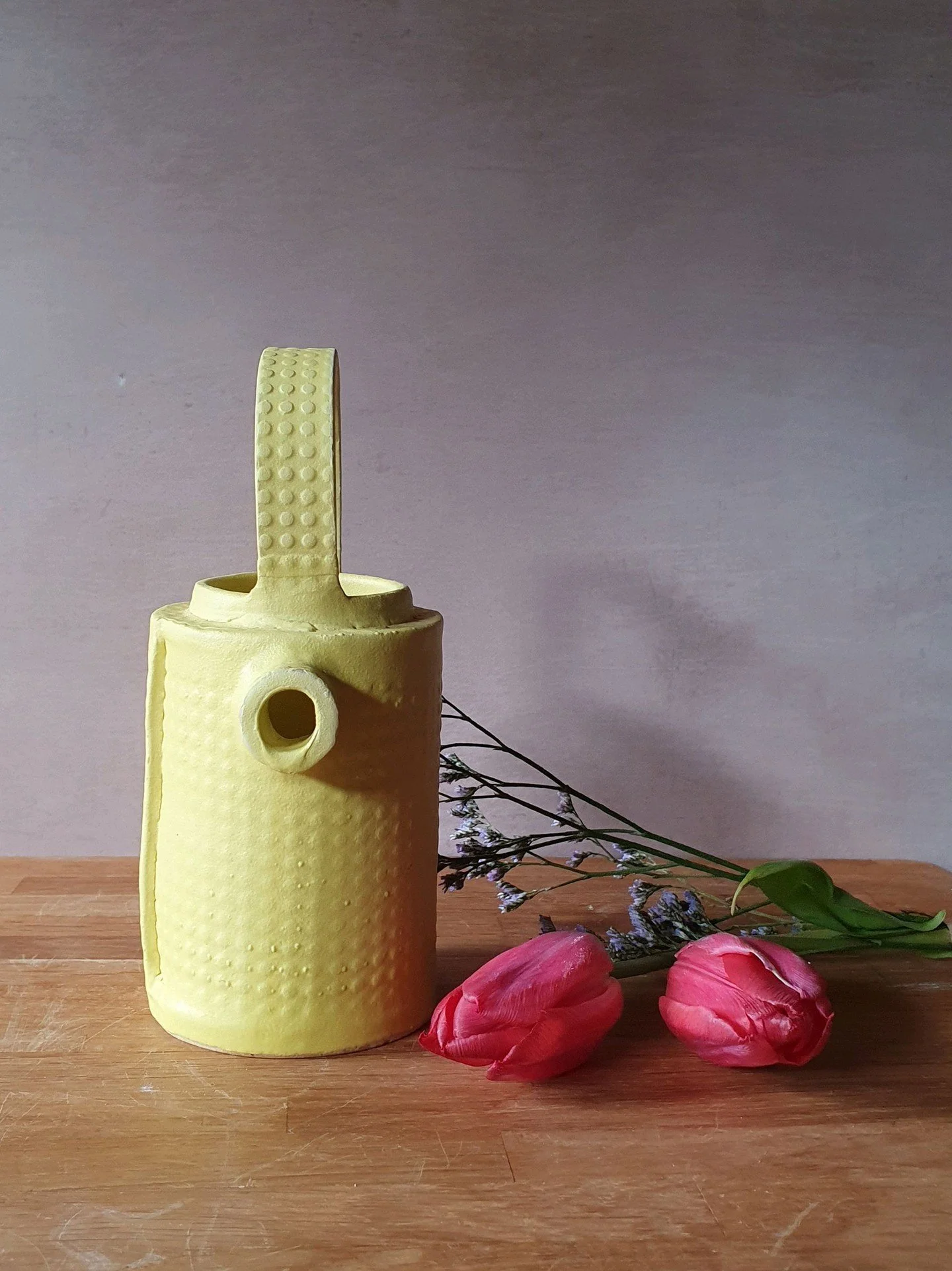 A little piece of sunshine in clay.

This bright yellow ornament was made slowly, built from hand-rolled slabs, shaped and assembled piece by piece. Work like this can take hours&hellip; sometimes most of a day, just to bring it all together.

Lately