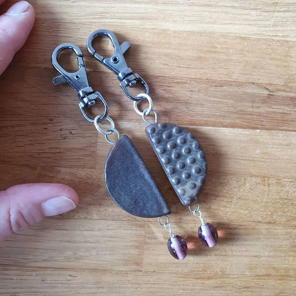 Handmade half moon bag charms