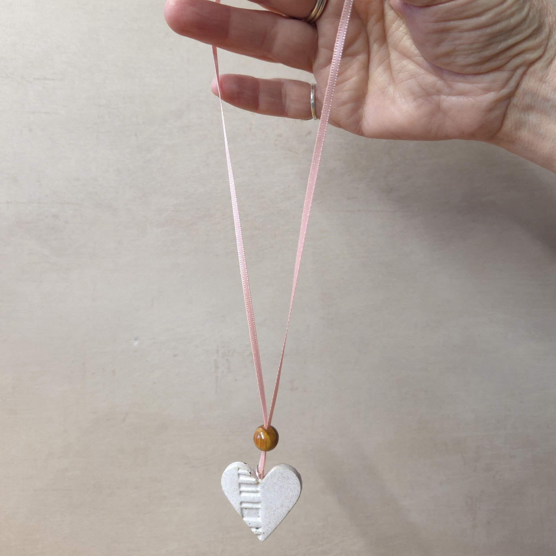 Handcrafted Ceramic Heart Pendant Necklace