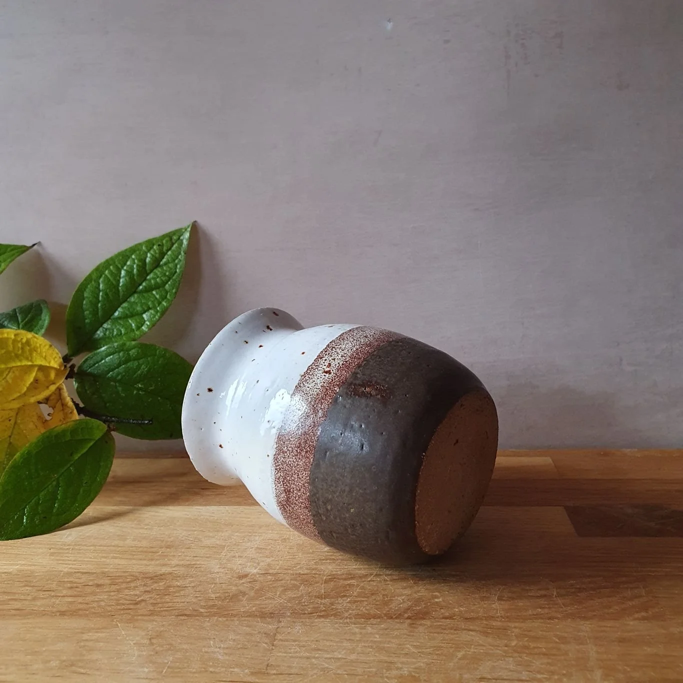 Brown and speckle small handmade vase