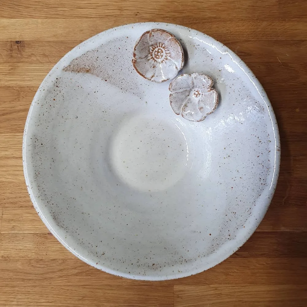White bowl with 3d poppy