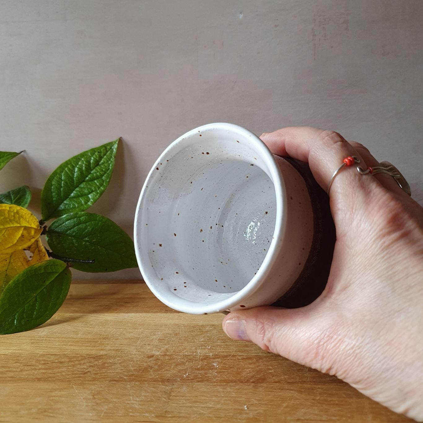 Brown and speckle small vase handmade