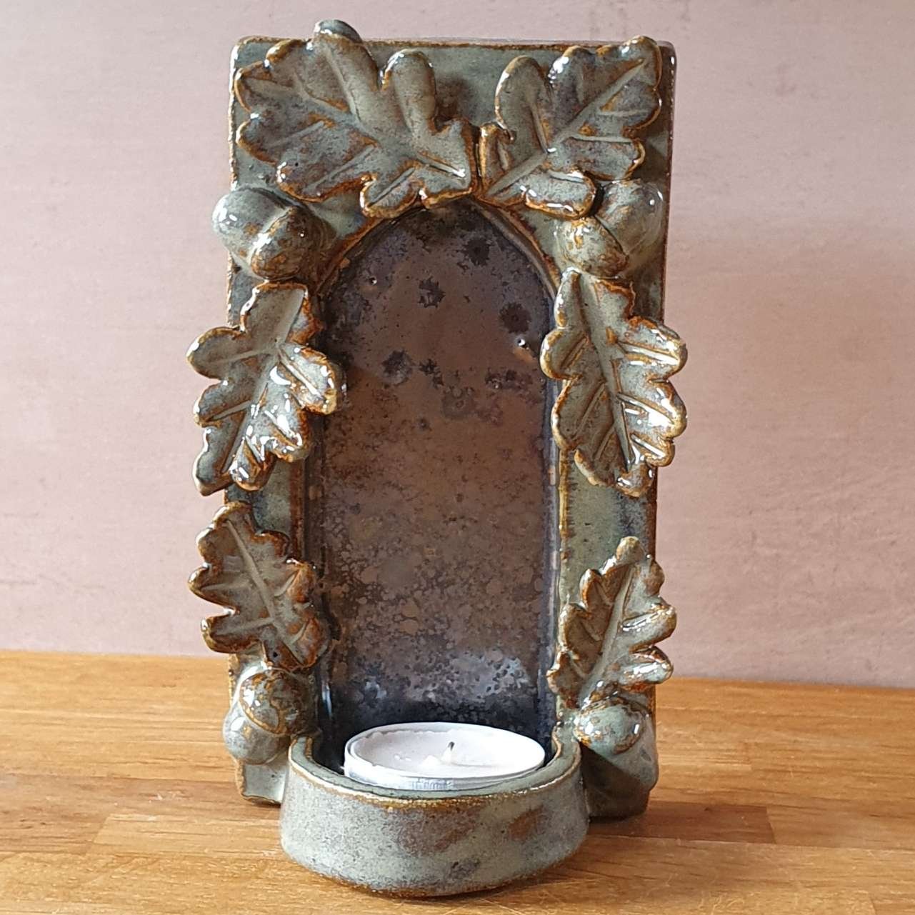 Wall  Sconce Leaf and Flower 3d Stoneware  Forest Decoration Tealight Holder