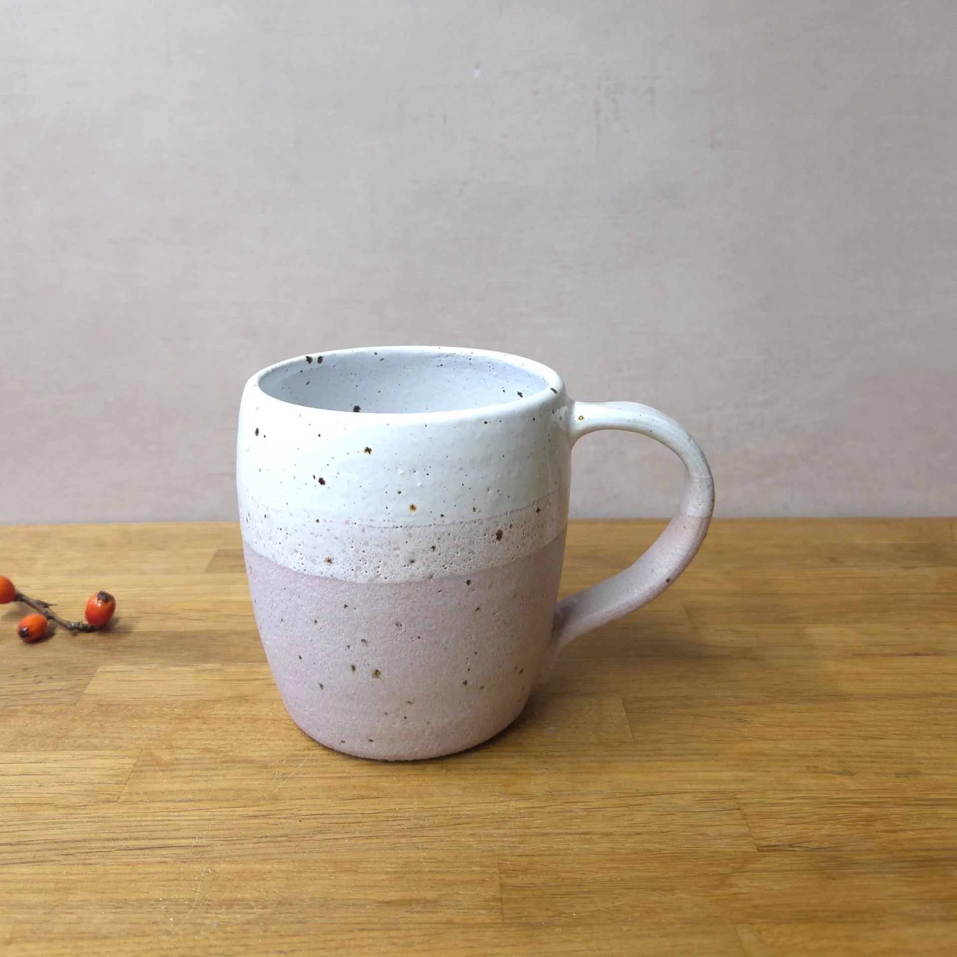 Pink and White Pottery Cup