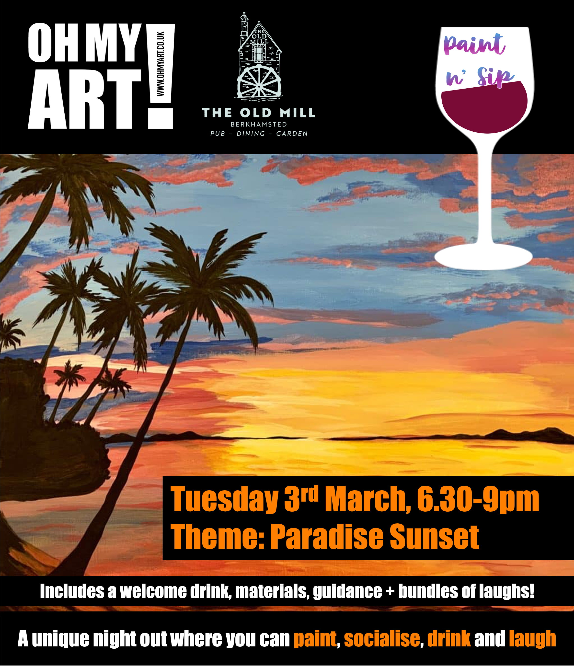 Paradise Sunset Paint 'n Sip Evening - 3rd March 2026