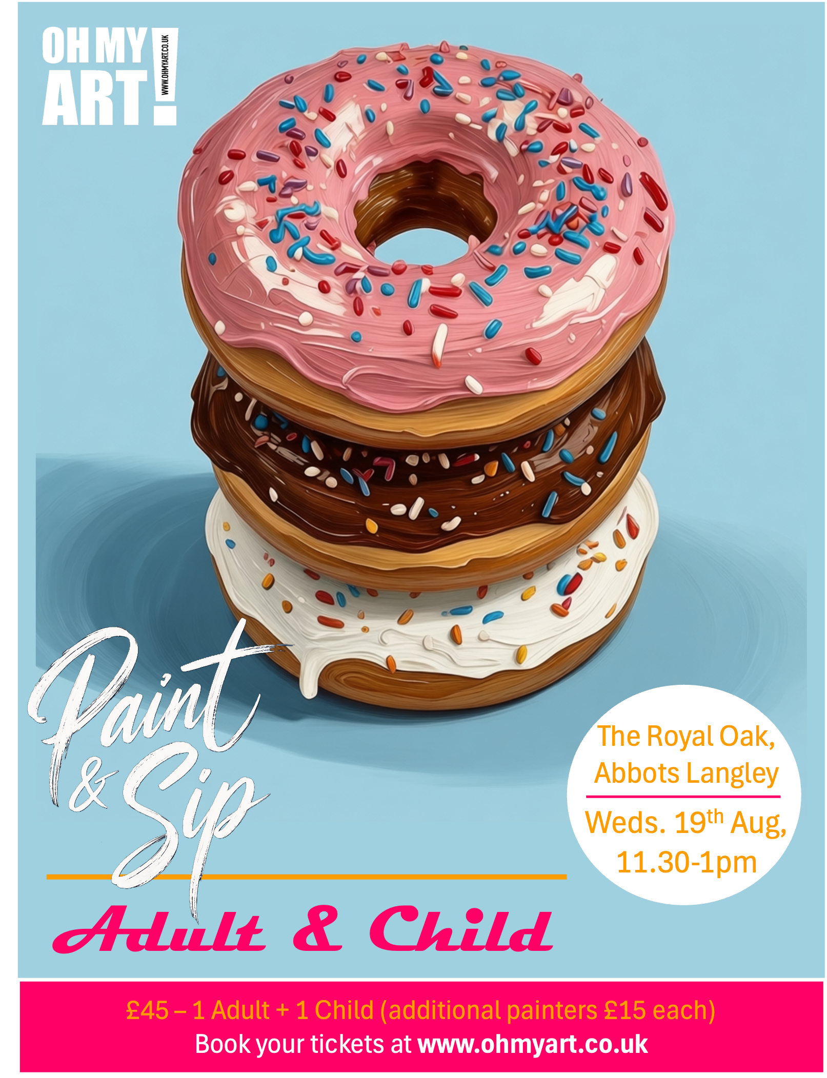 ADDITIONAL PAINTER TICKET - Paint Together, Adult & Child Paint & Sip - Weds. 19th August (11.30am-1pm)