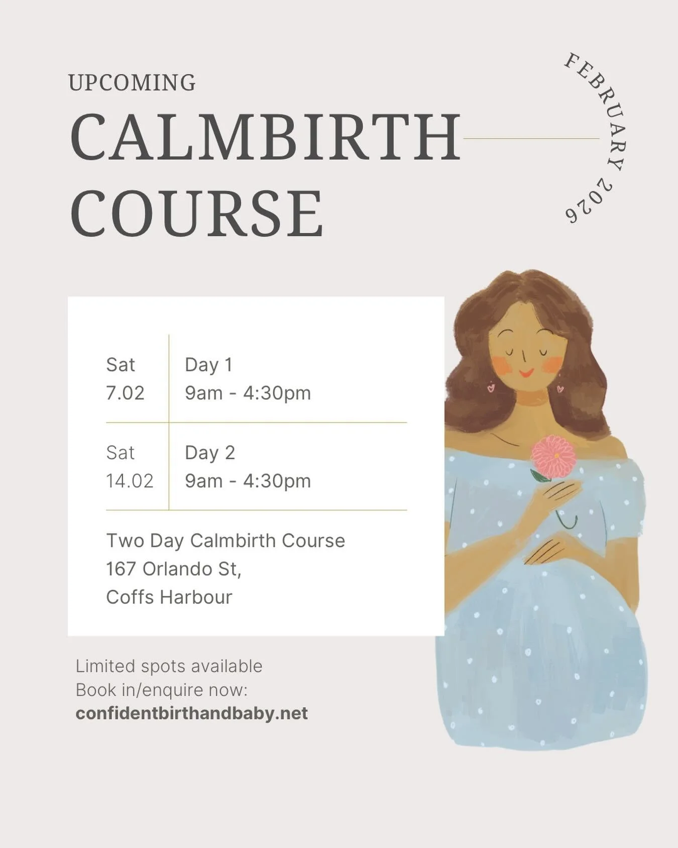 Happy 2026!!!!

CALMBIRTH antenatal and birth classes resume in Coffs Harbour, NSW next month! 🎊

Are you wanting to feel more informed about the birth process, your options, pain management and how to best prepare? Then this course is for you! 

Li