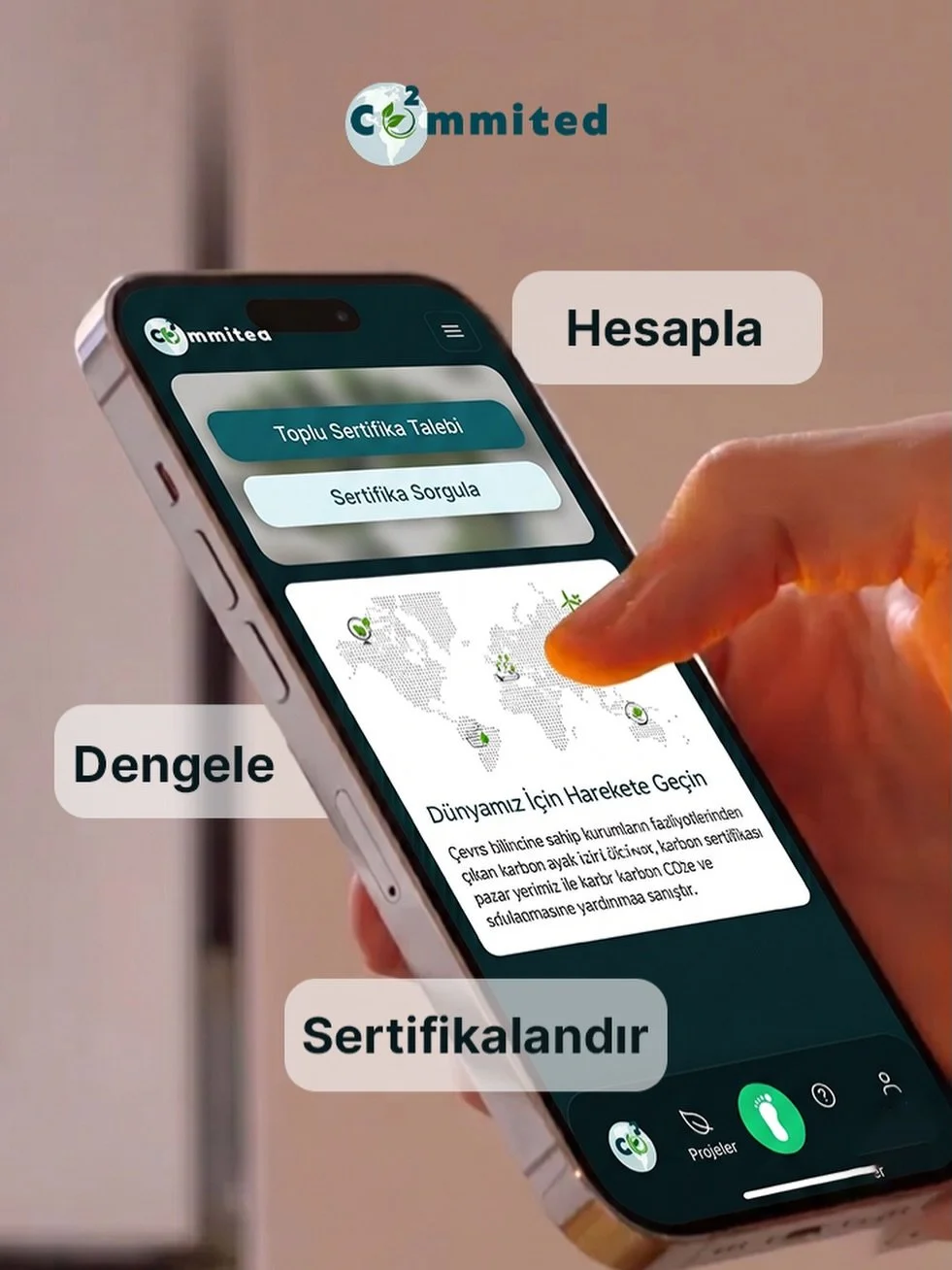 S&uuml;rd&uuml;r&uuml;lebilirlik diyoruz, peki işin matematiği ne? 🧮 cOmmited uygulamasında s&uuml;reci karmaşadan uzaklaştırıp en yalın haline indirdik: Hesapla, dengele, sertifikalandır. 🤝