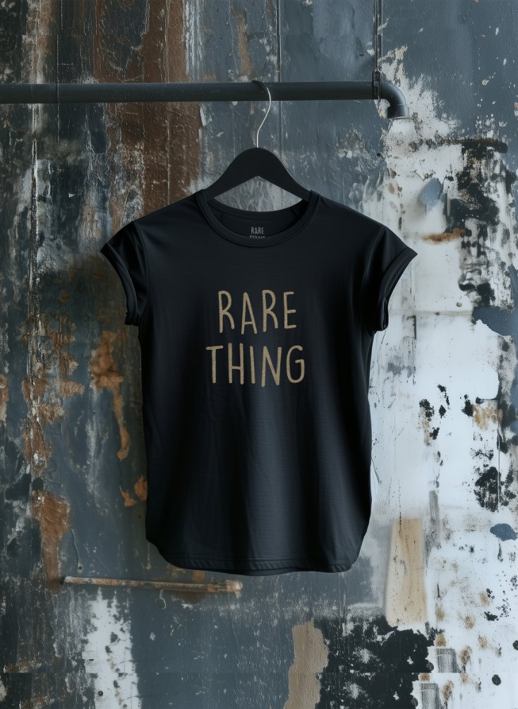 RARE THING SLIM BLACK SLOGAN WOMENS TSHIRT.jpg
