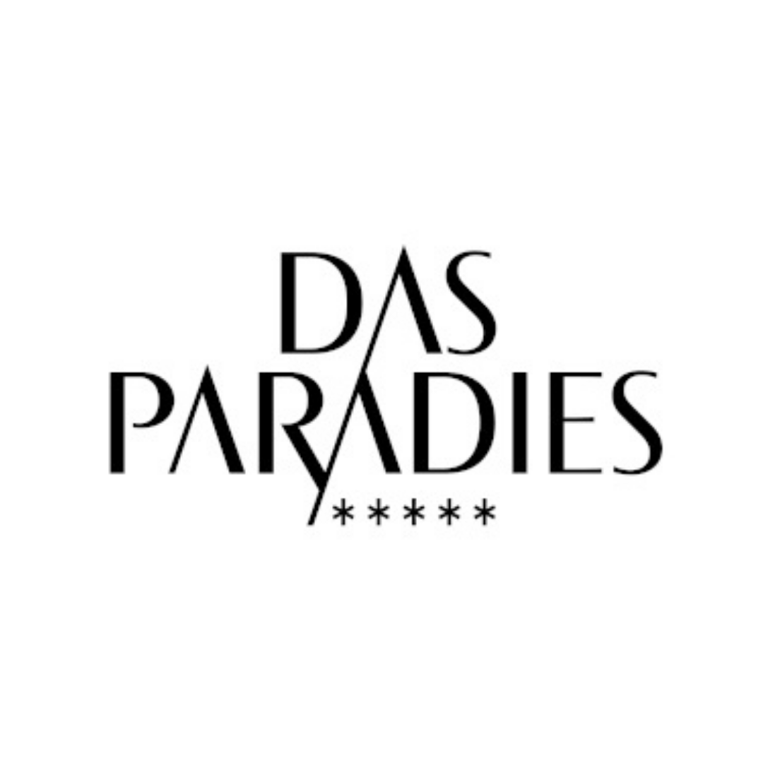 Logo mit dem Text "Das Paradies" in stilisierter Schrift und sechs Sterne darunter