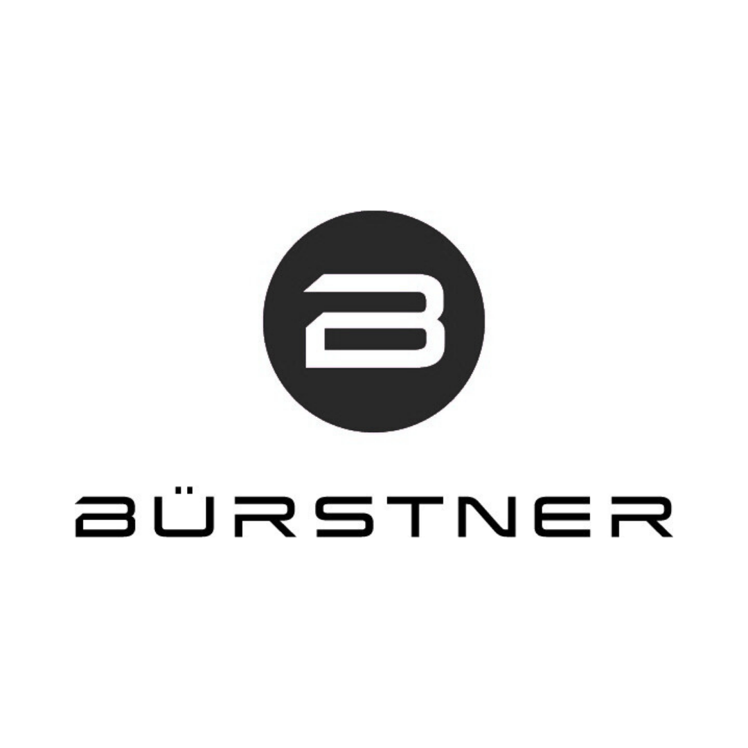 Logo mit einem schwarzen Kreis, darin ein stilisiertes weißes 'B', und darunter der Schriftzug 'BÜRSTNER' in schwarzen Buchstaben.