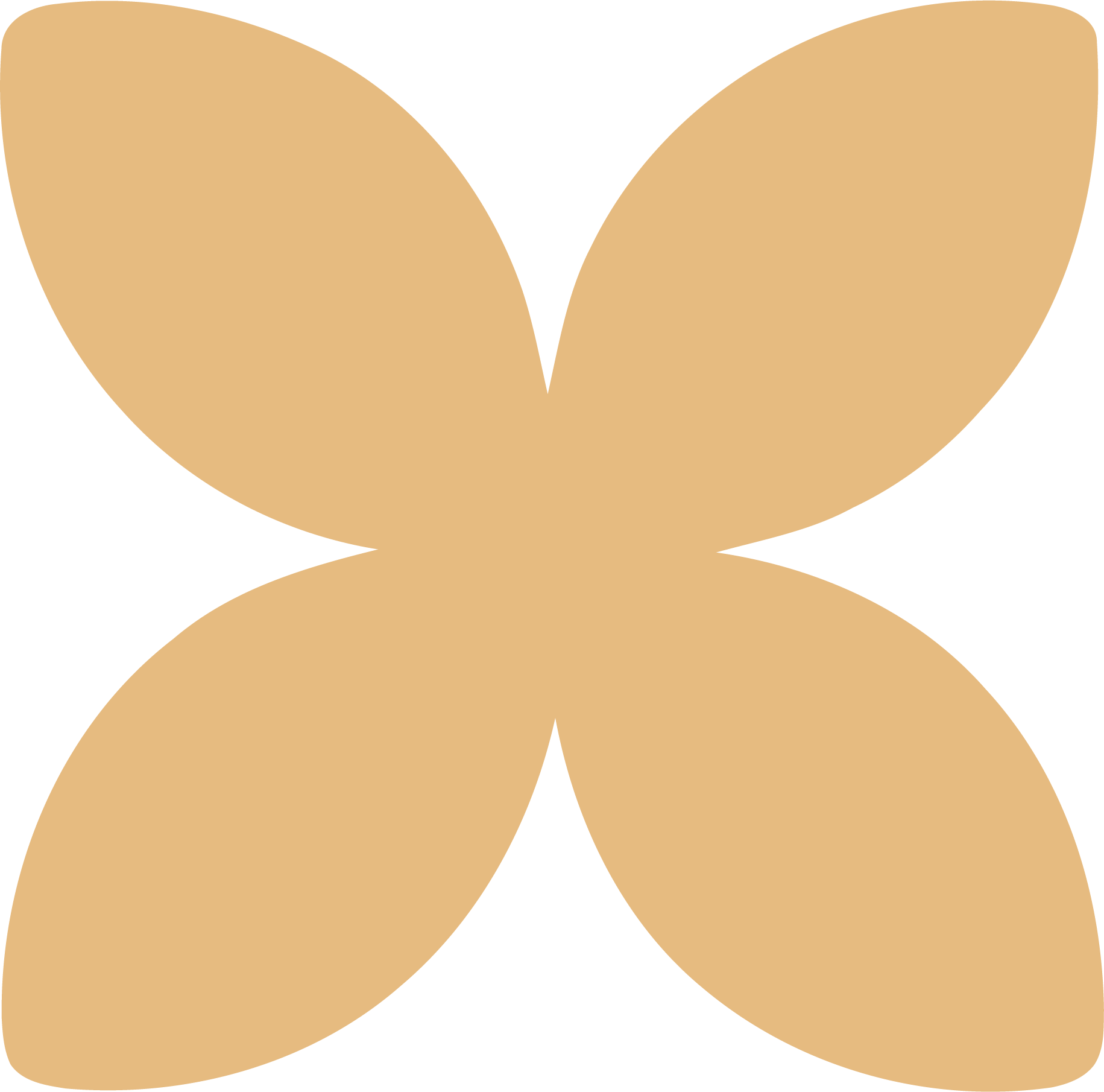 Four beige-colored petal-like shapes arranged in a symmetrical pattern.