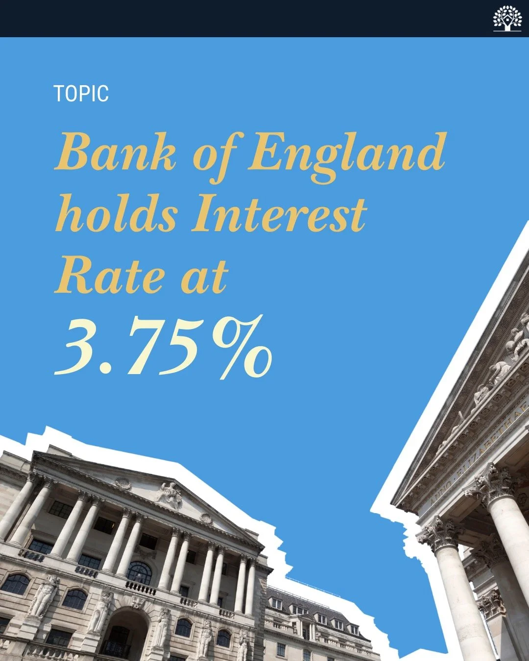 The Bank of England kept the base rate at 3.75% in a tight 5&ndash;4 vote. Inflation is forecast to ease to target by spring, meaning cuts could follow later this year. The next decision comes on 19 March 2026. 

#BankOfEngland #InterestRates #UKEcon