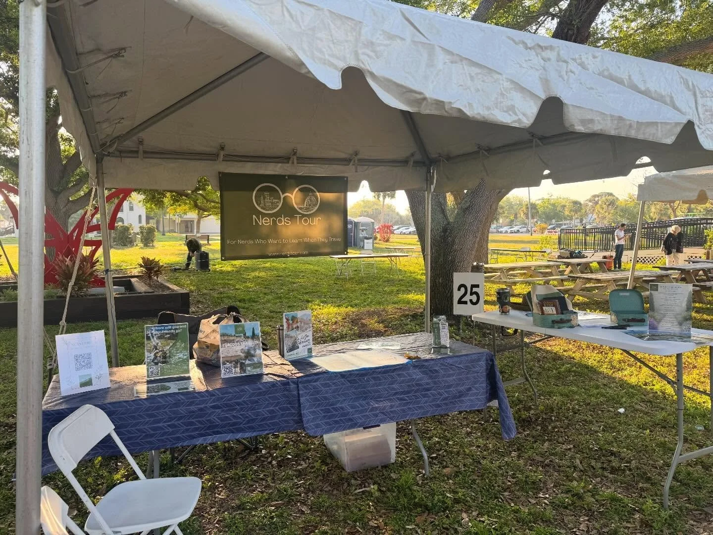 We are on the road again! This time we are set up at the Venice Book Fair on the gulf coast. It&rsquo;s going to a beautiful day all about books (and travel). Come visit if you&rsquo;re nearby! #austenadventure #venicebookfair #nerdadventures