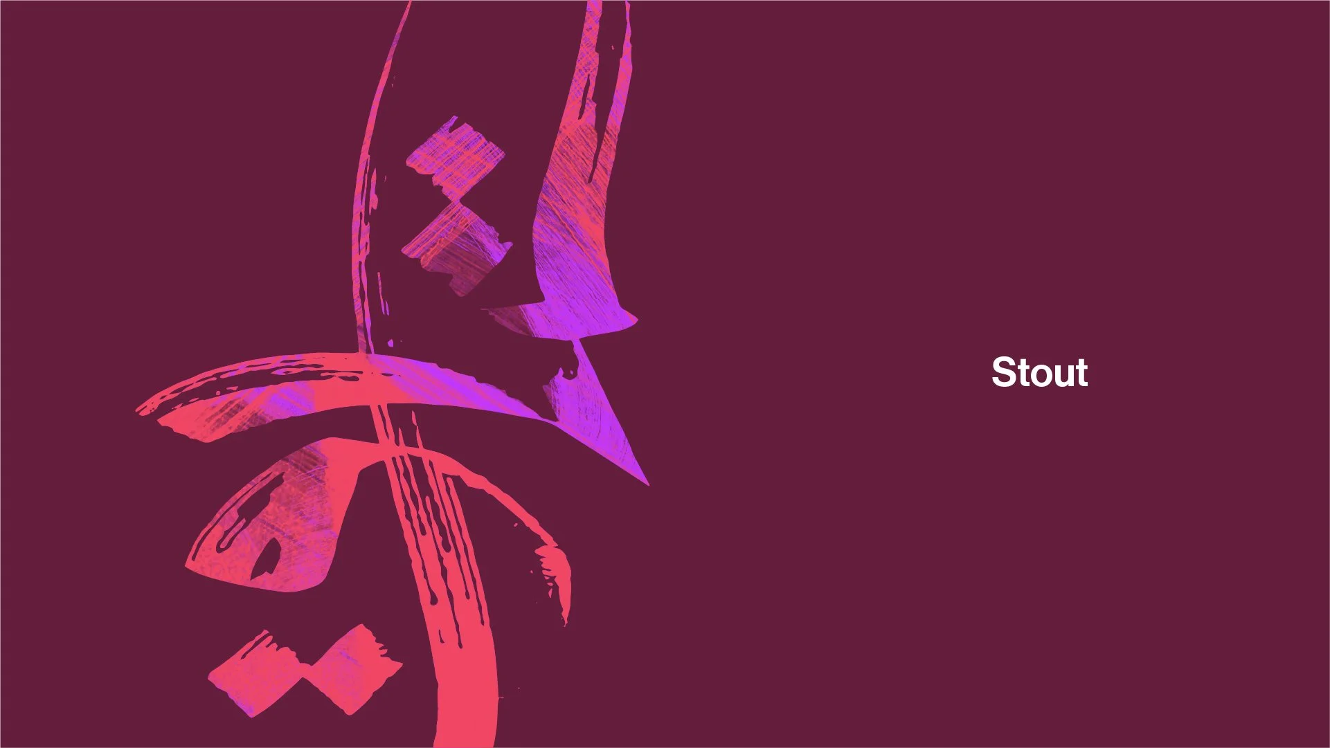 A maroon background with an abstract, stylized pink and purple outline of a beer glass and the word "Stout" written in white.
Carakale brewery Jordan Modern Arabic calligraphy