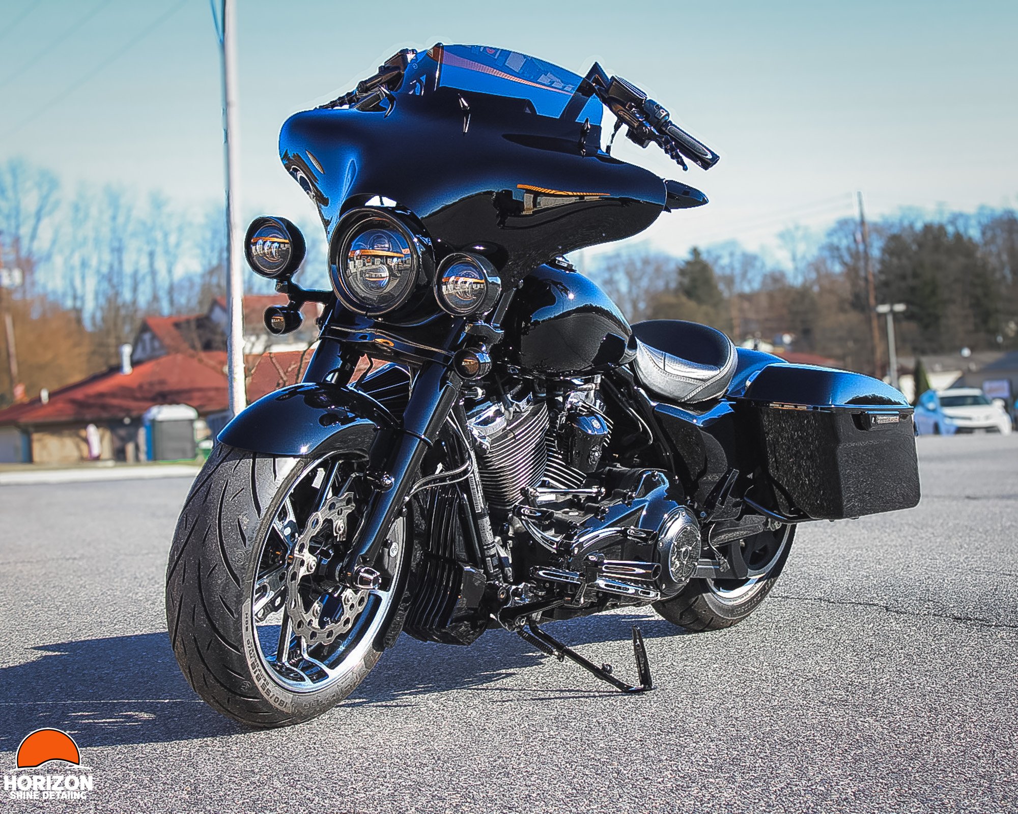 Shiny Black Harley-Davidson Touring Motorcycle
