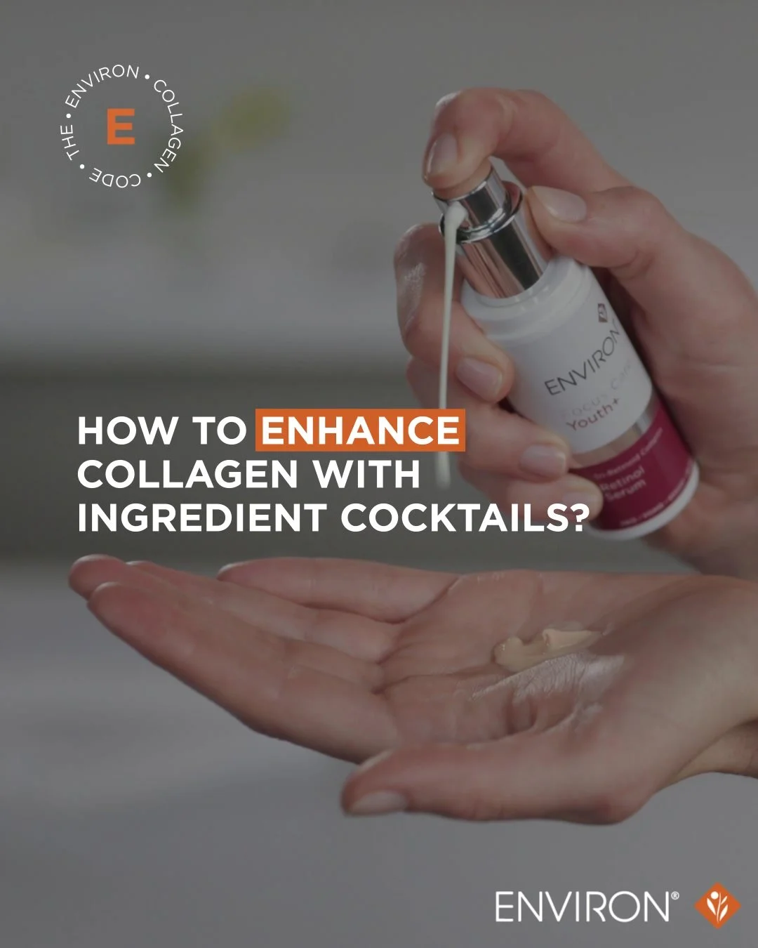 E=ENHANCE (forbedre din hud): Den femte regel for at kunne skabe kollagen og en del af #EnvironCollagenCode

Udover det daglige A-vitamin i din hudpleje; som dit Step-Up System, spiller retinol, peptider, C-vitamin, hyaluronsyre og frugtsyrer en unik