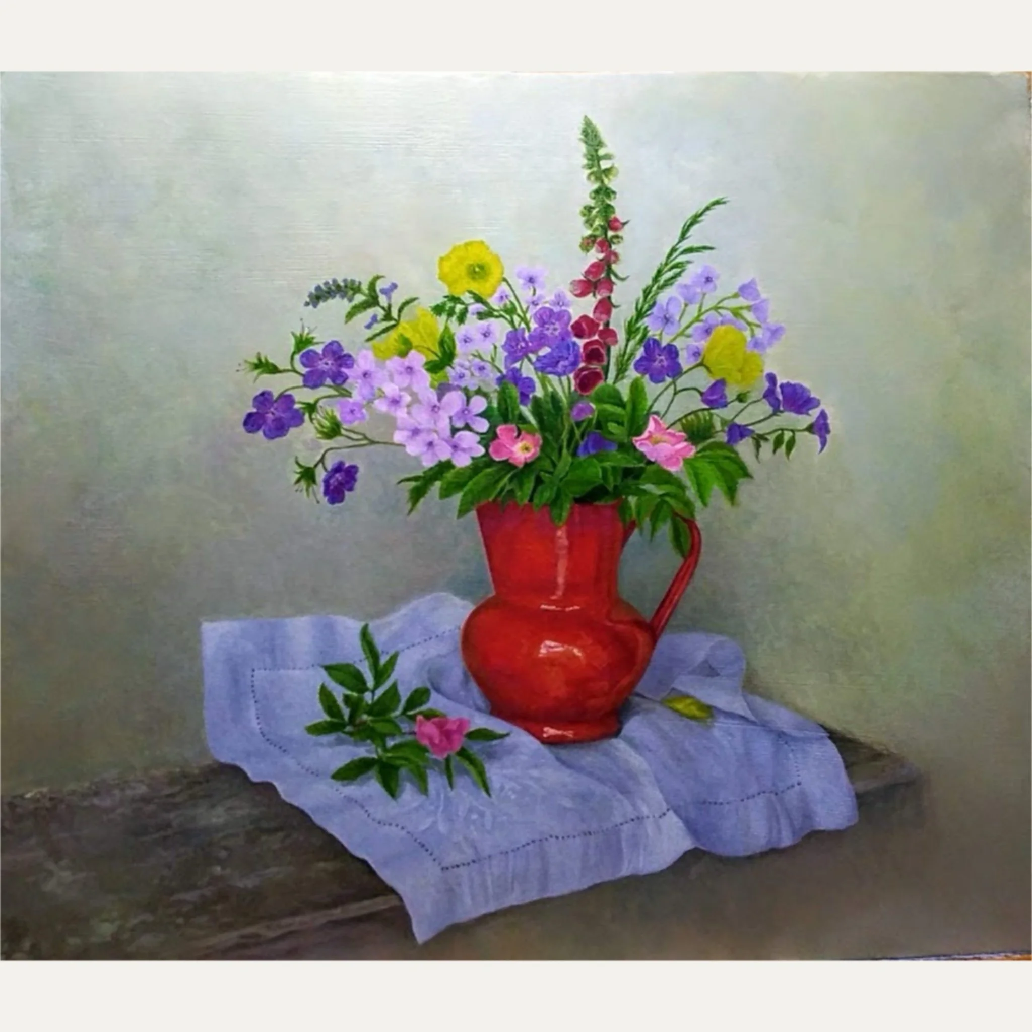 'Flowers in a Red Jug' original painting