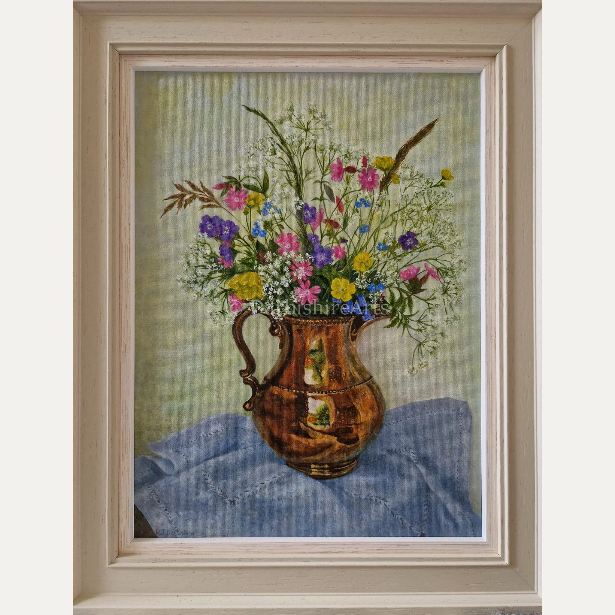 'Hedgerow Flowers in a Lustre Jug' original painting