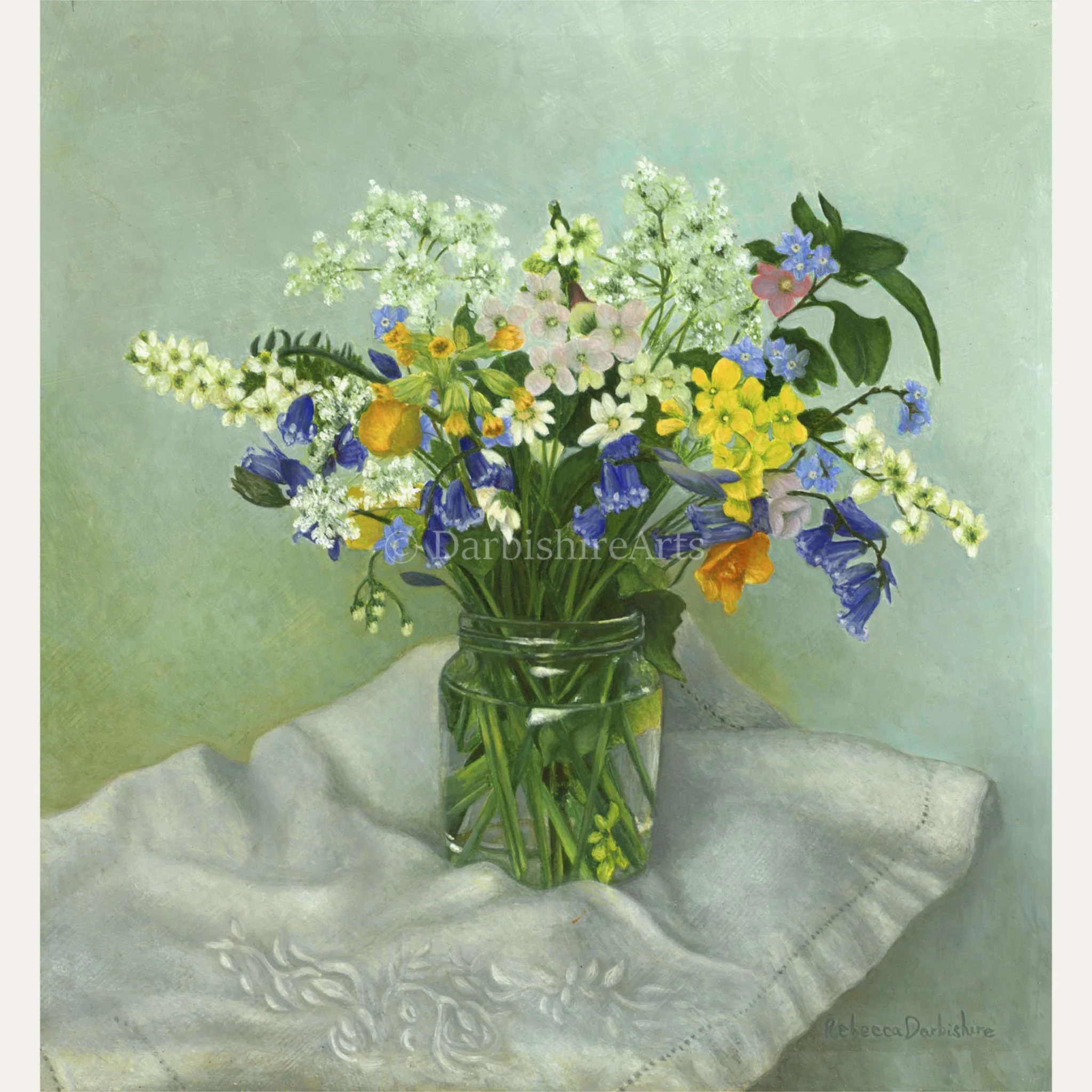 spirng flowers in jam jar.JPG