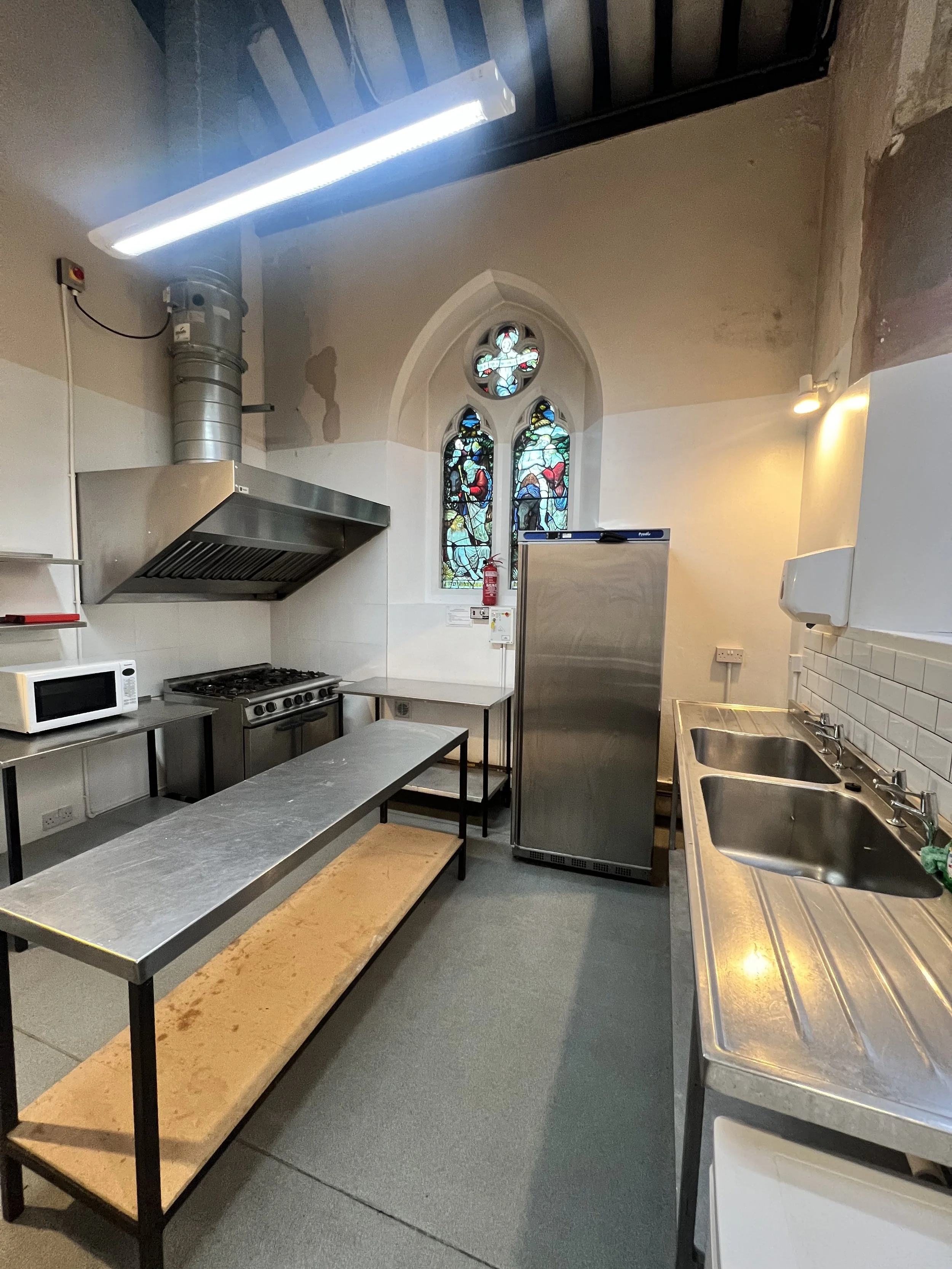 Large kitchen available with the Main Hall hire at the Elmgrove Centre Bristol